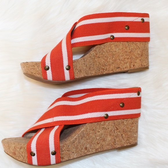 Lucky Brand, Miller platform orange wedges - Picture 1 of 8